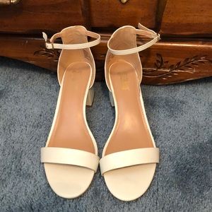 White Heeled Ankle Strap Sandal
